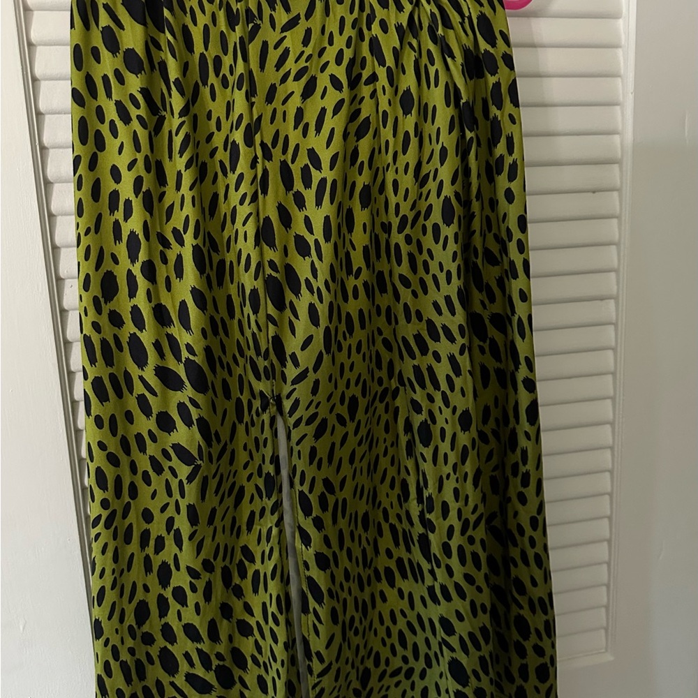 Green and Black Animal Print Maxi Skirt